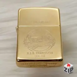 Zippo Chu Niên 1932-1990 Tàu Đổ Bộ U.S.S. Charleston Khắc 2 Mặt