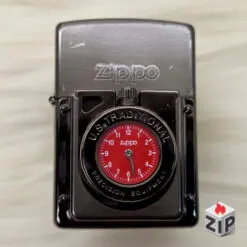 Zippo Time Đồng Hồ Cơ Khí Mặt Huyết Xám Nòng Súng - 11 La Mã