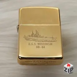 Zippo Chu Niên 1932-1991 Chiến Hạm U.S.S. Wisconsin Khắc 2 Mặt