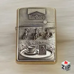 Zippo Armor Đồng Khối Khắc 3D Marlboro (Cowboy Emblem 3D)