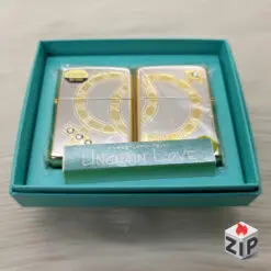 Cặp Zippo Đồng Hồ La Mã Tình Nhân Lắc Kê Bạc Triện Vàng - 2012