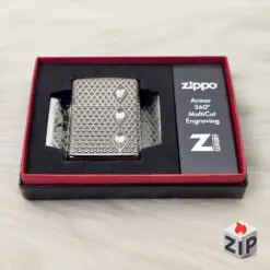 Zippo Armor Khắc 360° Hình Kim Cương Đá Crystal - Luxury