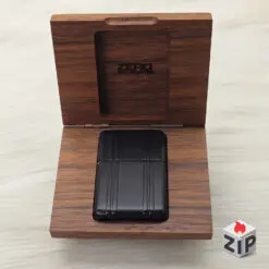 Zippo Vỏ Nhôm Zero Halliburton Đen Khắc Sọc Vali - 2005