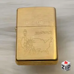 Bật lửa zippo tượng nữ thần tự do và bản đồ mỹ brass - 15 la mã
