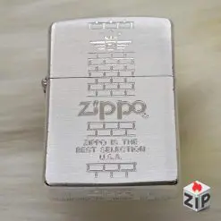 Zippo Lắc Kê Bạc Khắc Tường Gạch (Brick Wall Emblem) - Sản Xuất 1993