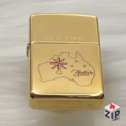 Zippo bản đồ và quốc kỳ úc brass bóng - 12 la mã