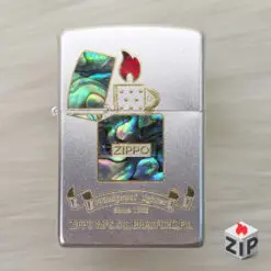 Zippo Khảm Xà Cừ Thân Máy Satin Chrome (Logo Lửa)