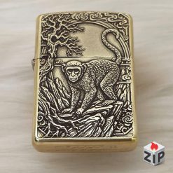 Zippo Armor Đồng Khối Khắc Nổi Khỉ Phong Thủy 3D