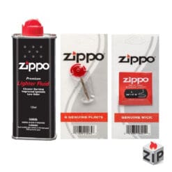 Combo Phụ Kiện Zippo Chính Hãng - Xăng, Đá và Bấc