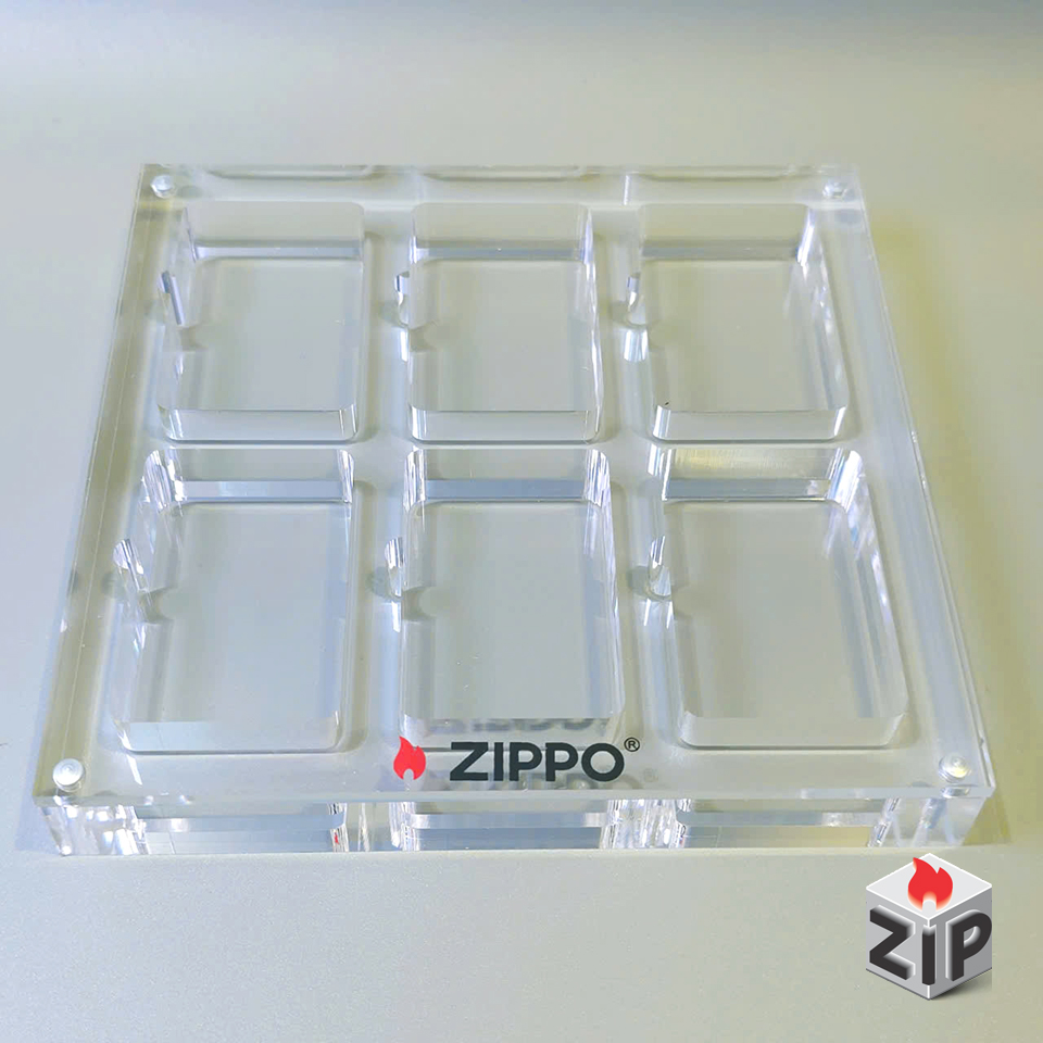 khay mica nguyên khối trưng bày 6 bật lửa zippo chính hãng khay mica nguyên khối trưng bày 6 bật lửa zippo
