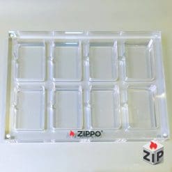 khay mica nguyên khối trưng bày 8 bật lửa zippo
