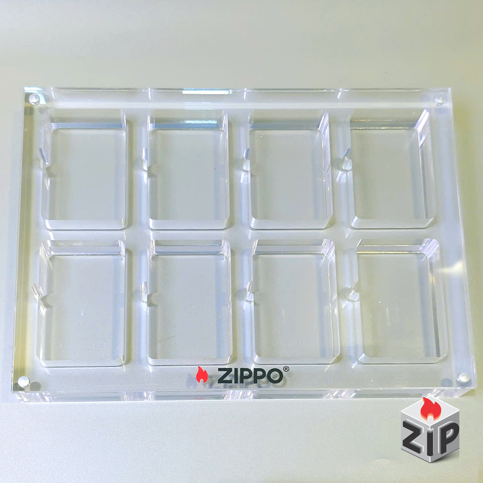 khay mica nguyên khối trưng bày 8 bật lửa zippo chính hãng khay mica nguyên khối trưng bày 8 bật lửa zippo