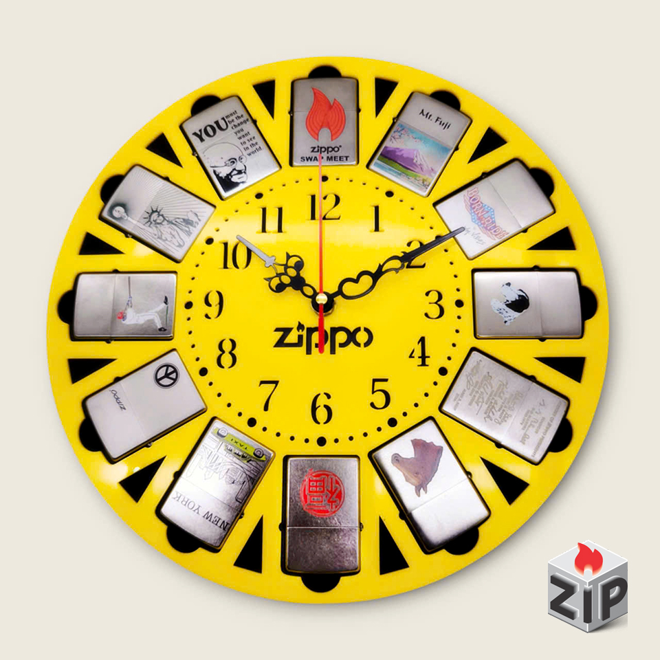 Khung đồng hồ treo tường trưng bày 12 bật lửa zippo chính hãng Khung đồng hồ treo tường trưng bày 12 bật lửa zippo - Ảnh 4