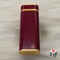 Bật Lửa Cartier Gas Ellipse Mạ Vàng Màu Đỏ Burgundy - QSD