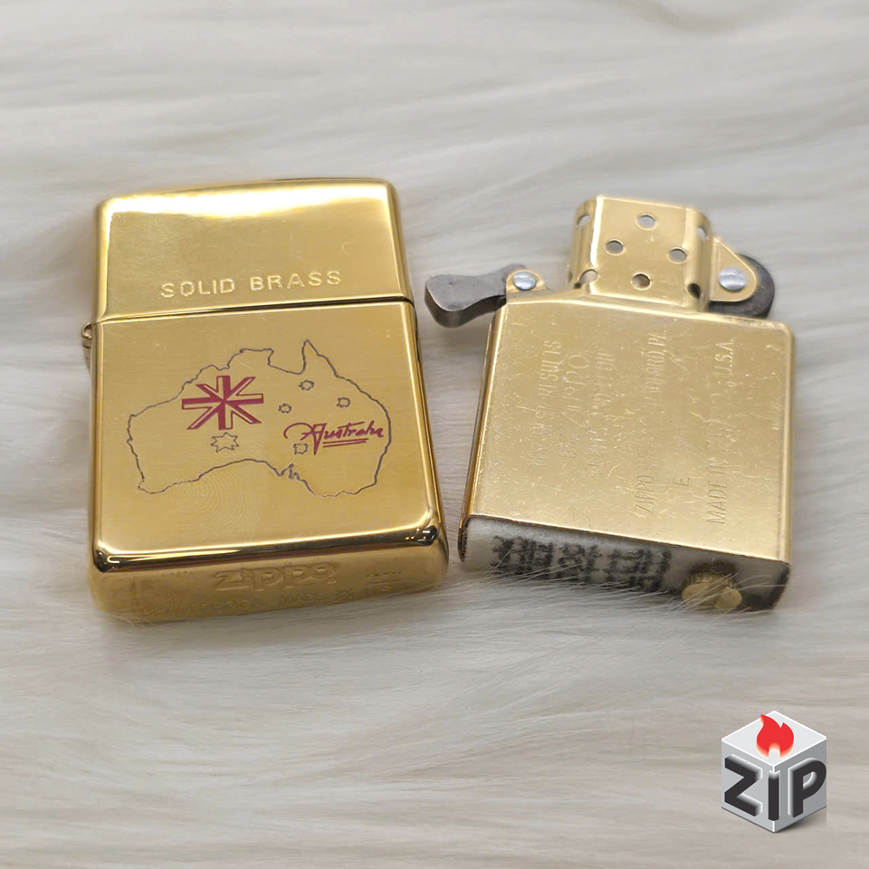 Zippo bản đồ và quốc kỳ úc brass bóng - 12 la mã chính hãng Zippo bản đồ và quốc kỳ úc brass bóng - 12 la mã - Ảnh 4