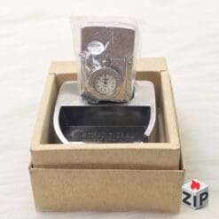 Zippo Time Đồng Hồ Cơ Khí Windy Lắc Kê Bạc Dạ Quang Kèm Gạt Tàn Giới Hạn - 12 La Mã