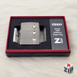 Zippo Armor Khắc 360° Hình Kim Cương Đá Crystal - Luxury