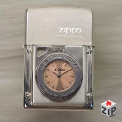 Zippo Time Đồng Hồ Cơ Khí Mặt Cam Đồng Lắc Kê Bạc Qua Sử Dụng - 2002