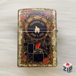 Alternative view of Zippo Founder's Day 2025 Giới Hạn Họa Tiết Hoa Hồng Brass