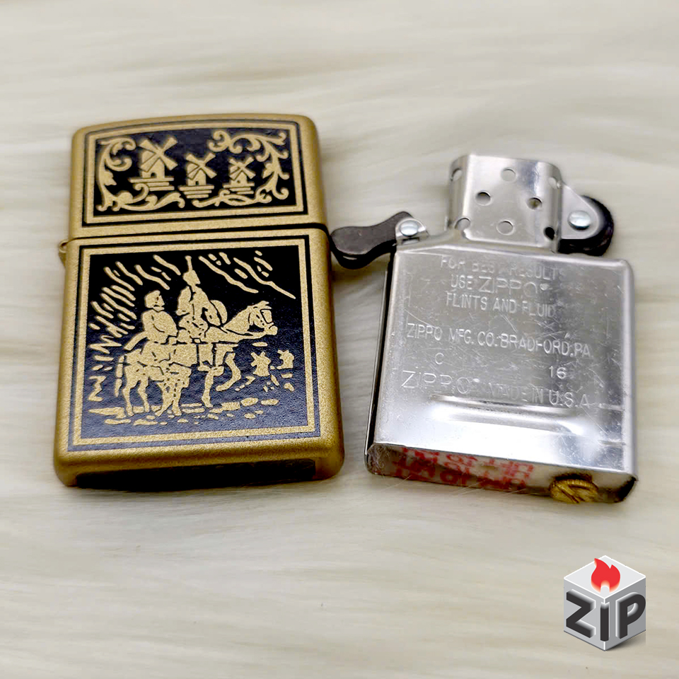 Bật lửa zippo la mancha (mã số 41) sơn vàng chính hãng Bật lửa zippo la mancha (mã số 41) sơn vàng - Ảnh 4