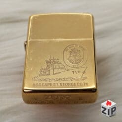 Zippo Tàu Tuần Dương U.S.S. Cape St. George Đồng Khối Nguyên Tem - 9 La Mã