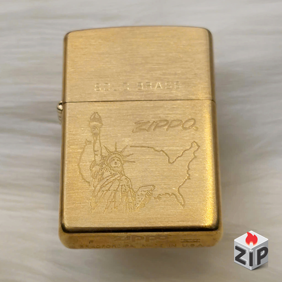 Bật lửa zippo tượng nữ thần tự do và bản đồ mỹ brass - 15 la mã chính hãng Bật lửa zippo tượng nữ thần tự do và bản đồ mỹ brass - 15 la mã