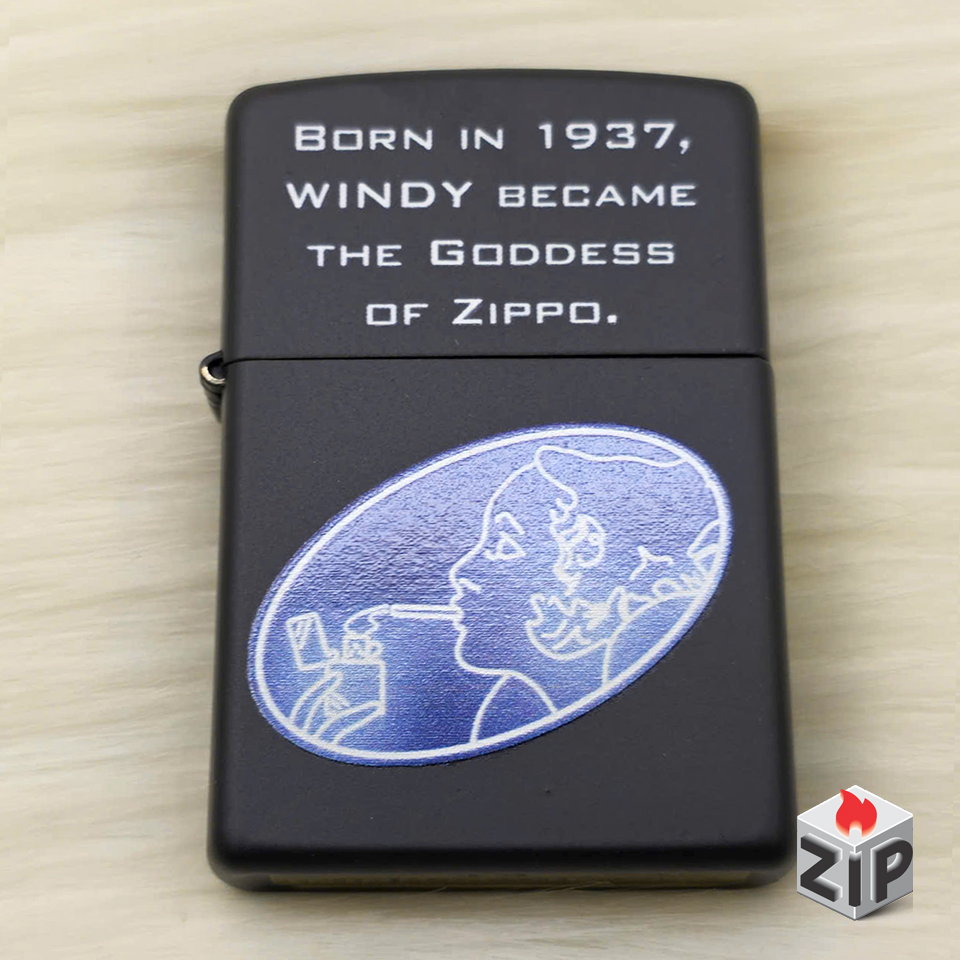 Bật lửa zippo windy (mã số 2) sơn đen chính hãng Bật lửa zippo windy (mã số 2) sơn đen