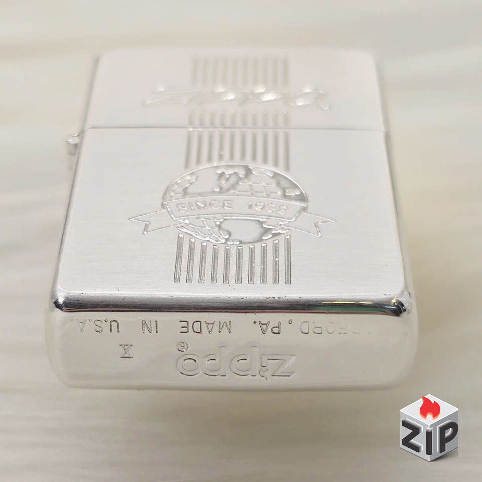 Zippo Lắc Kê Bạc Khắc Logo Quả Cầu (Global Heritage) - Sản Xuất 1994 chính hãng Zippo Lắc Kê Bạc Khắc Logo Quả Cầu (Global Heritage) - Sản Xuất 1994 - Ảnh 3