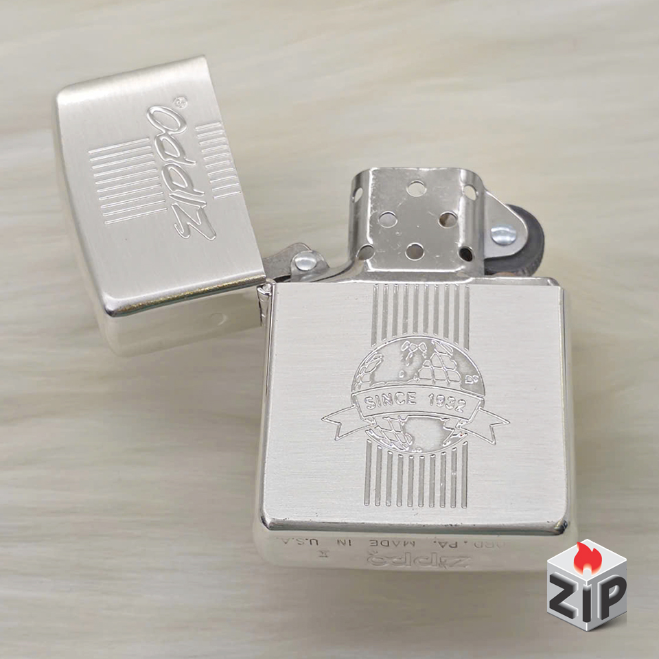 Zippo Lắc Kê Bạc Khắc Logo Quả Cầu (Global Heritage) - Sản Xuất 1994 chính hãng Zippo Lắc Kê Bạc Khắc Logo Quả Cầu (Global Heritage) - Sản Xuất 1994 - Ảnh 6