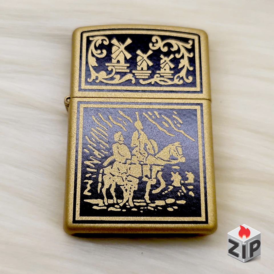 Bật lửa zippo la mancha (mã số 41) sơn vàng chính hãng Bật lửa zippo la mancha (mã số 41) sơn vàng