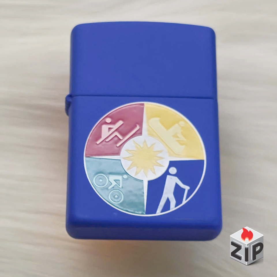 Bật lửa zippo outdoor sports sơn xanh dương - 14 la mã chính hãng Bật lửa zippo outdoor sports sơn xanh dương - 14 la mã