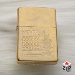Zippo Khắc Cờ Mỹ và Tượng Nữ Thần Đồng Khối - 12 La Mã