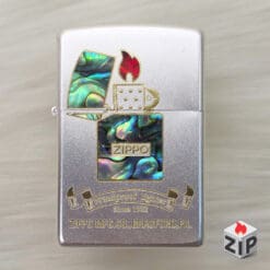 Zippo Khảm Xà Cừ Thân Máy Satin Chrome (Logo Lửa)