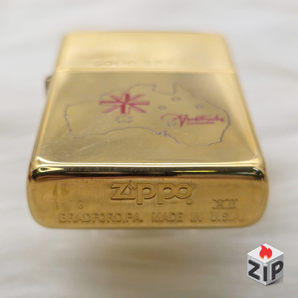 Zippo bản đồ và quốc kỳ úc brass bóng - 12 la mã chính hãng Zippo bản đồ và quốc kỳ úc brass bóng - 12 la mã - Ảnh 2